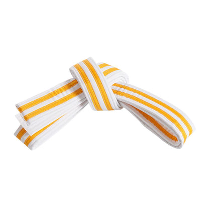 Double Wrap Double Striped White Belt