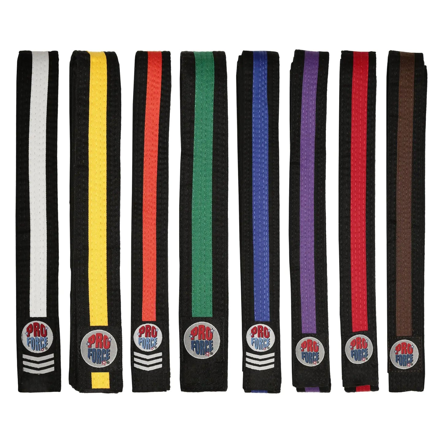 ProForce® II 1.5" Double Wrap Color Striped Black & White Karate Belt