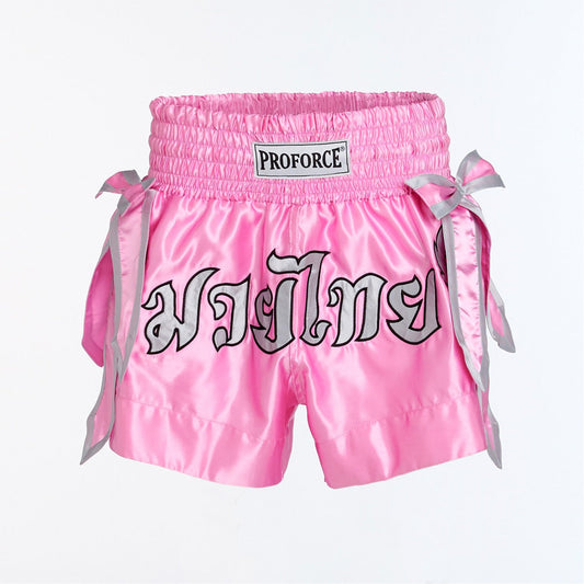 ProForce Sport® Angel Wing Muay Thai Shorts w/Pink Bows