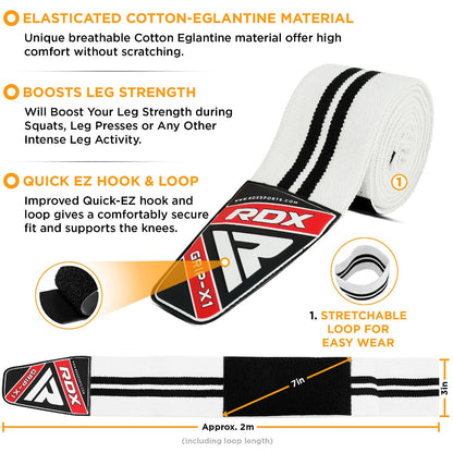 RDX K1 ELASTICATED KNEE COMPRESSION BANDAGE WRAPS OEKO-TEX® STANDARD 100 CERTIFIED